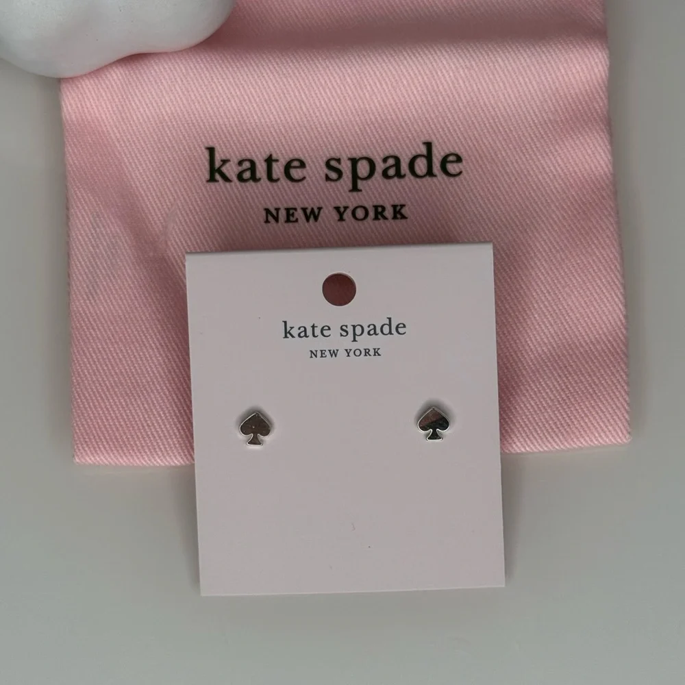 kate spade silver signature spade mini stud earrings - Picture 6 of 7